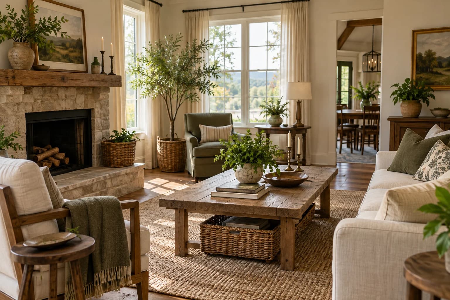 A welcoming interior with warm natural details